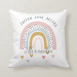 Personlig Följ din Dreams Rosa Rainbow Namn Kudde