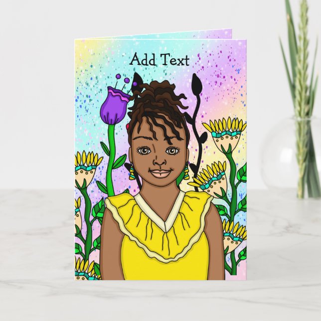 Personlig Folk Art Girl Tom Kort (Framsida)