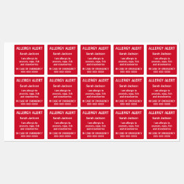 Personlig Food Allergy Alert Kids Daycare Klistermärke