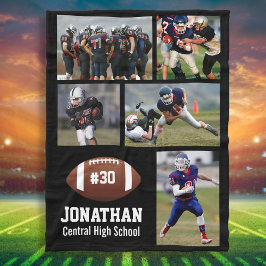 Personlig Football 5 Photo Collage Namn # Team Fleecefilt