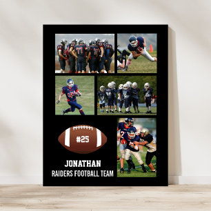 Personlig Football 5 Photo Collage Namn Team # Poster