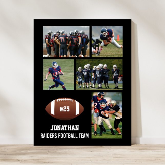 Personlig Football 5 Photo Collage Namn Team # Poster (Skapare uppladdad)