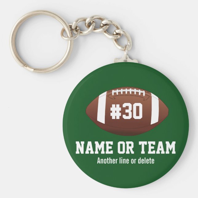 Personlig Football Design Namn, Number, Team Nyckelring (Framsidan)