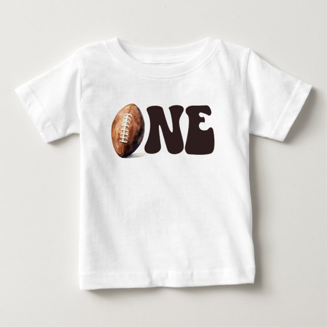 Personlig Football First Year Down Birthday T Shirt (Framsida)