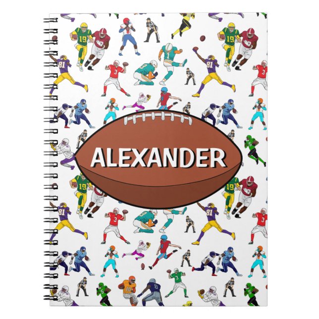 Personlig Football Illustrations Mönster Anteckningsbok (Framsidan)