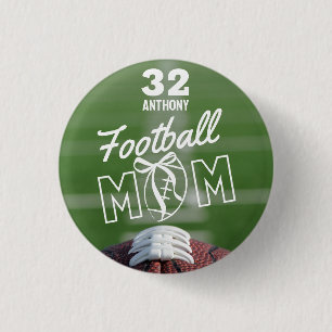 Personlig Football Mom-pinn, tröja & namn Knapp