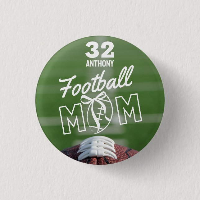 Personlig Football Mom-pinn, tröja & namn Knapp (Framsida)
