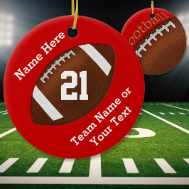 Personlig Football Ornaments Namn, Team, nummer Julgransprydnad Keramik