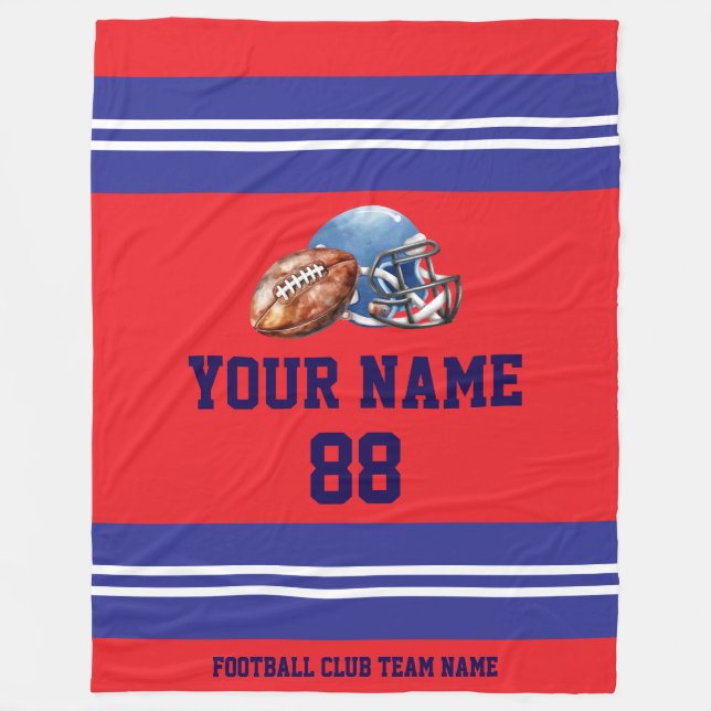 Personlig Football Player Fleecefilt (Framsidan)