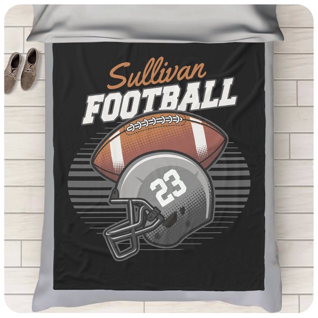 Personlig Football Player Team Number Helmet Fleecefilt (Skapare uppladdad)