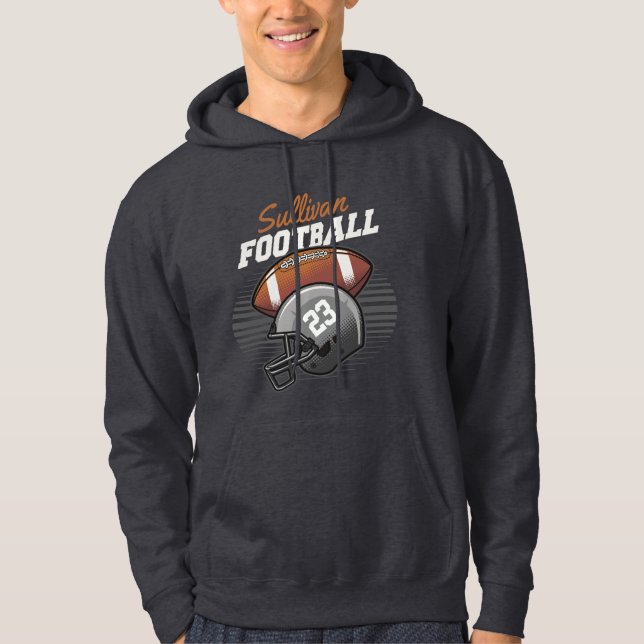 Personlig Football Player Team Number Helmet Hoodie (Framsida)