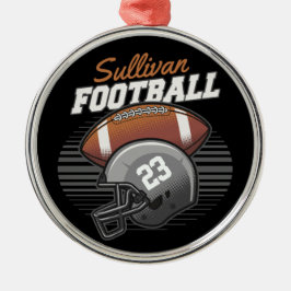 Personlig Football Player Team Number Helmet Julgransprydnad Metall