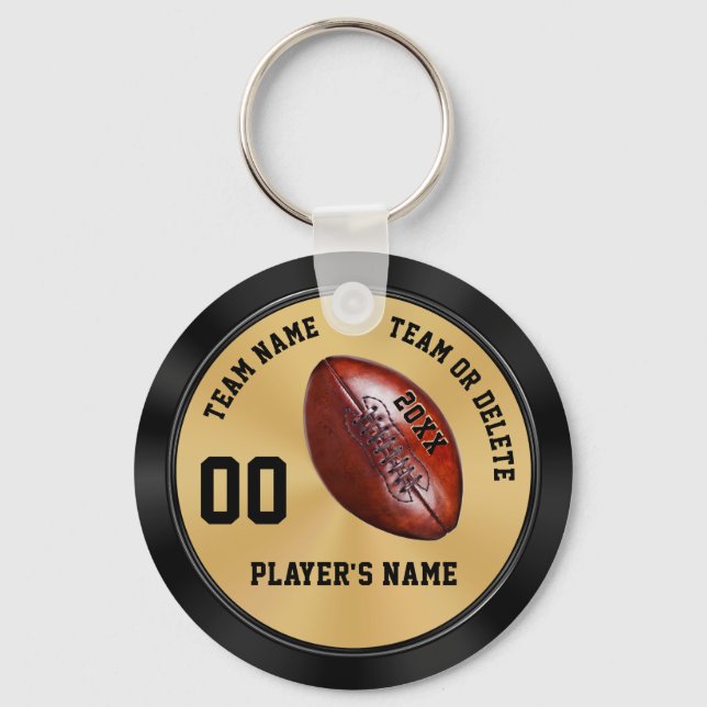 Personlig Football Team Gifts, Black and Guld Nyckelring (Framsida)