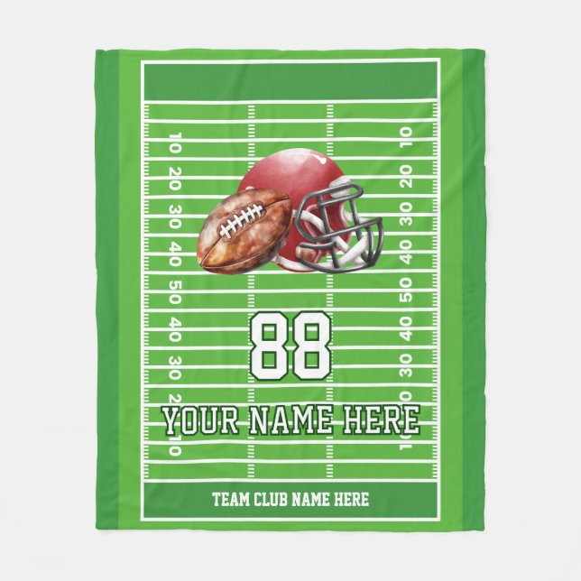 Personlig Football Team Player Fleecefilt (Framsidan)
