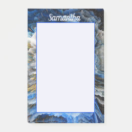 Personlig för 3D-Abstrakt i blå Guld,  4x6 Post-it Block