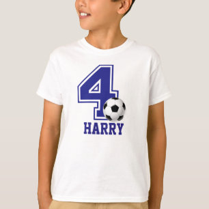 Personlig för 4e födelsedagenpojkefotboll t-shirt