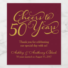 Personlig för 50-årsdagen för Cheers Bröllop Vinflaska Etikett