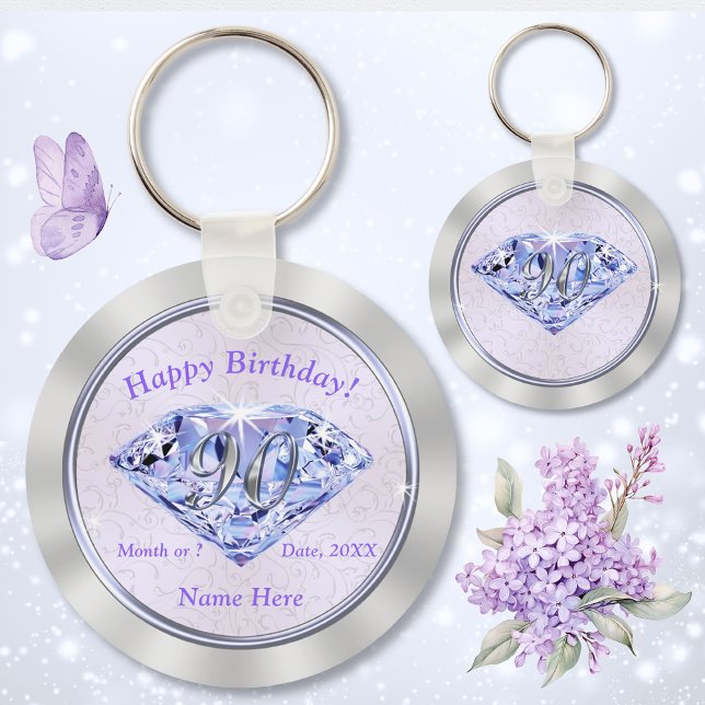 PERSONLIG för 90:e Födelsedagsfester för henne Nyckelring (90th birthday party favors. 90th birthday ideas for her. 90th birthday souvenirs. 90th birthday.)