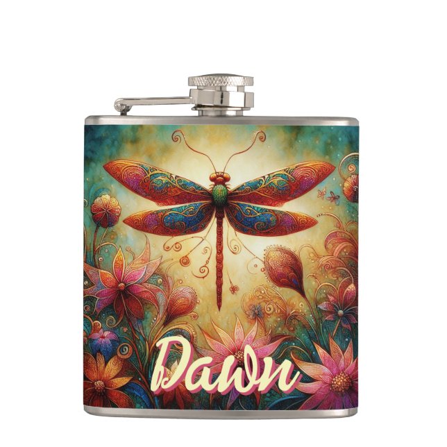 Personlig för Abstrakt av vismisk Dragonfly-Blommi Fickplunta (Framsidan)