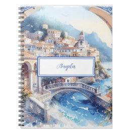 Personlig för Amalfi Kusten Blue Tiles Italien Pho Anteckningsbok