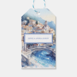 Personlig för Amalfi Kusten Blue Tiles Italien Pho Presentetikett