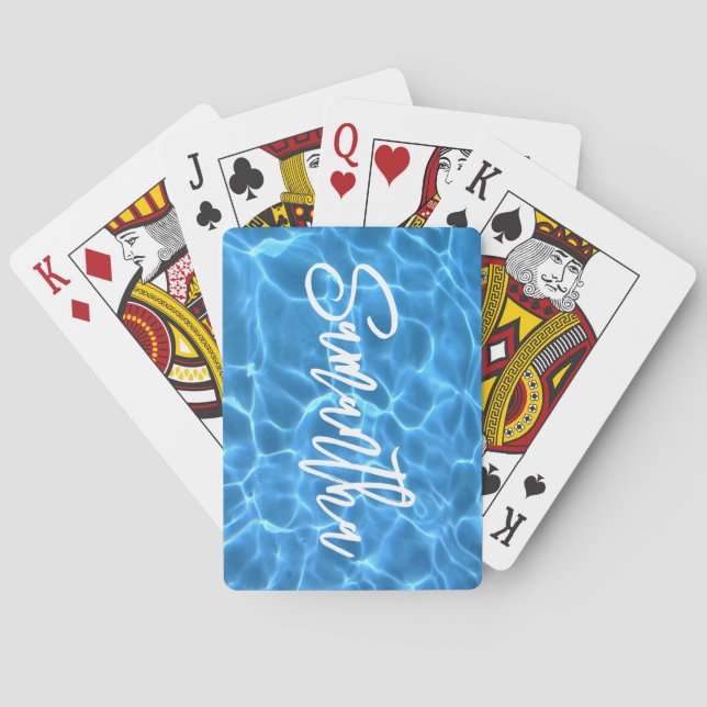 Personlig för Aqua Blue Swimming Bassäng Penselskr Casinokort (Baksidan)