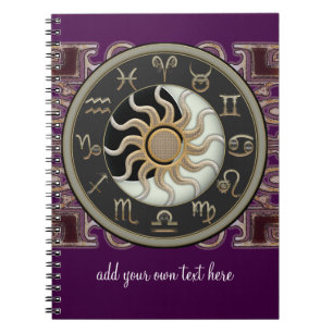 Personlig för astrologisol- och månedesign anteckningsbok med spiral