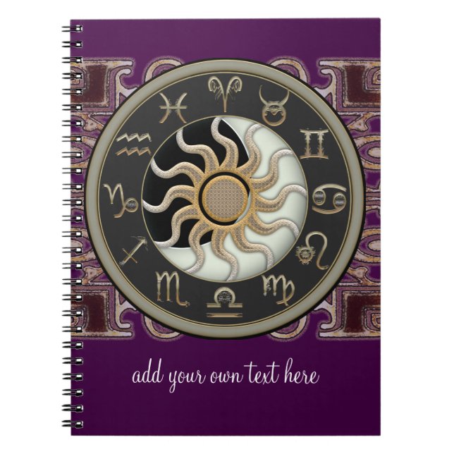 Personlig för astrologisol- och månedesign anteckningsbok med spiral (Framsidan)