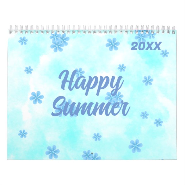 personlig för återblå blommönster kalender (Omslag)