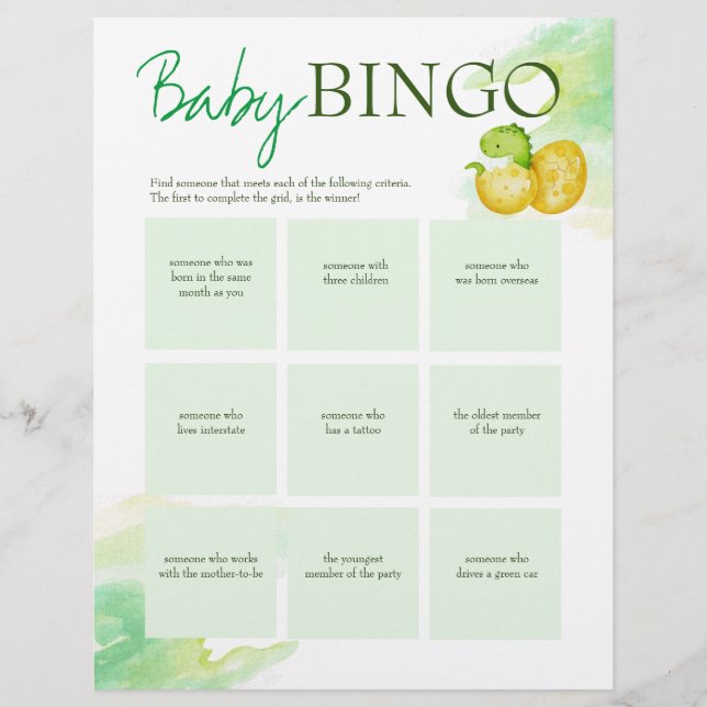 Personlig för babydusch baby bingo-spel brevhuvud (Framsida)