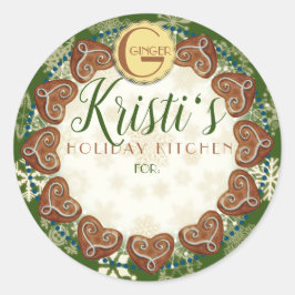 personlig för bakgingerkakor för helgdag runt klistermärke