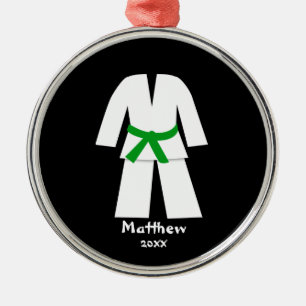 Personlig för bälte för Taekwondo Karategrönt Julgransprydnad Metall