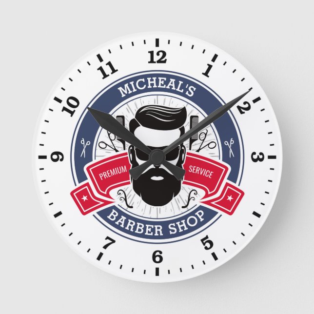 Personlig för Barber Shop-köpen Rund Klocka (Framsida)