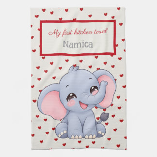 Personlig för barn, söt elefant, Min första Kökshandduk