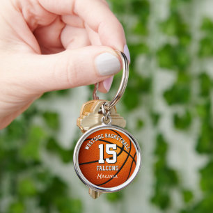 personlig för basketlaget namn-pojkar rund silverfärgad nyckelring