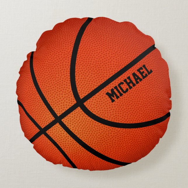 Personlig för basketungenamn rund kudde (Framsidan)