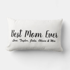 Personlig för bästa Mamma någonsin svartvita skrip Lumbarkudde