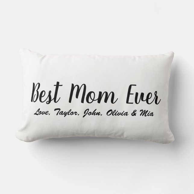 Personlig för bästa Mamma någonsin svartvita skrip Lumbarkudde (Framsida)