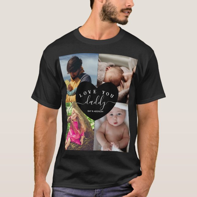 Personlig för Best Pappa-fotokollage T Shirt (Framsida)