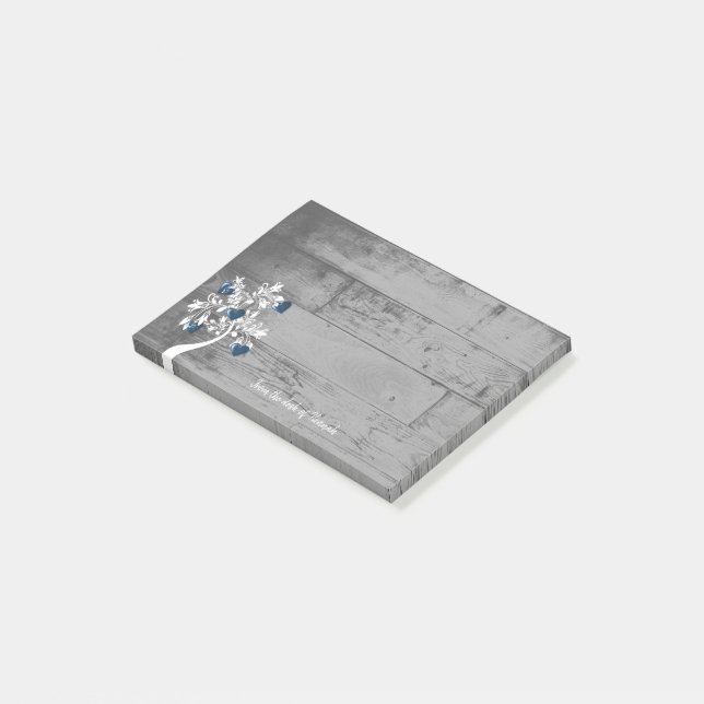 Personlig för blå Hearts Träd Post-it Block (Vinklad)