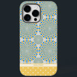 Personlig för blå och Gult i Cute Geometric Abstra<br><div class="desc">Coola och geometrisk abstrakt i senap- gult och blå med polka dots och ställe för ditt monogram. Anpassa det klassiska blockets brev monogram vid grund med ditt eget namn,  ett affärsföretag namn,  en kort-vers eller ett citat,  eller någon initialer. Anpassningsbar fodral för att skydda din nya mobiltelefon!</div>