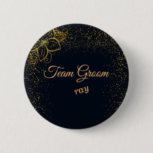 Personlig för Black and Guld Team Groom Knapp