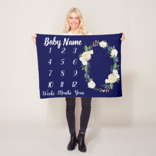 Personlig för Blanket- i baby-milstolpen Fleecefilt