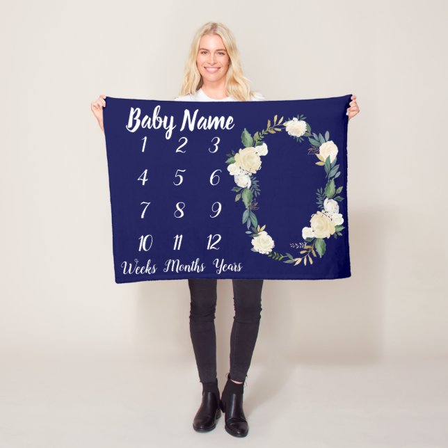 Personlig för Blanket- i baby-milstolpen Fleecefilt (På plats)