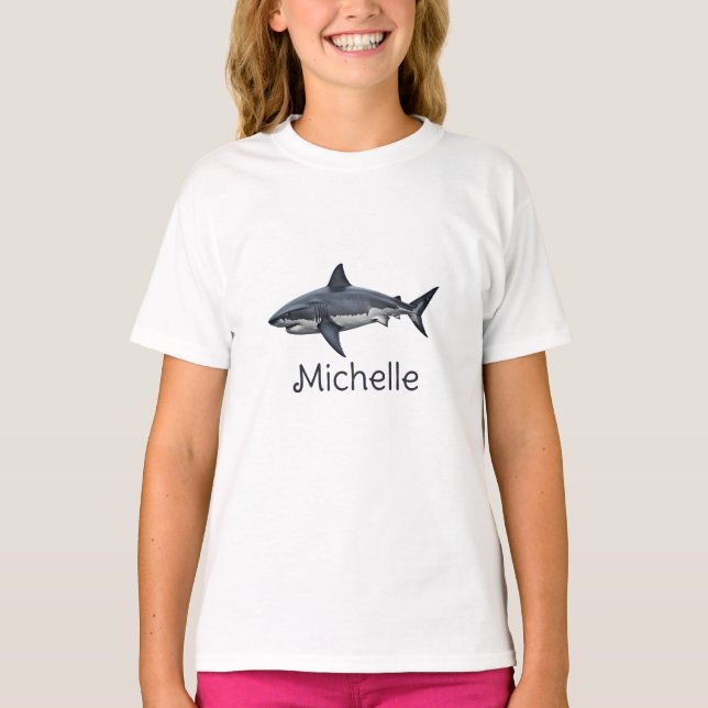 Personlig för blåvithaj i elegant t shirt (Framsida)