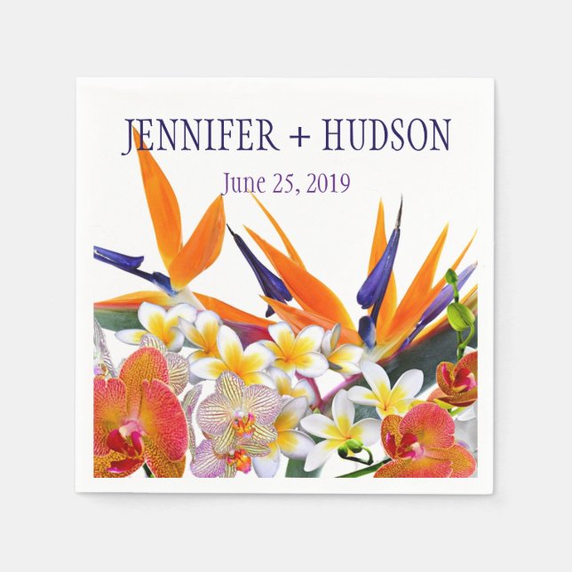 Personlig för blommande joy-Tropical Flowers Pappersservett (Framsidan)