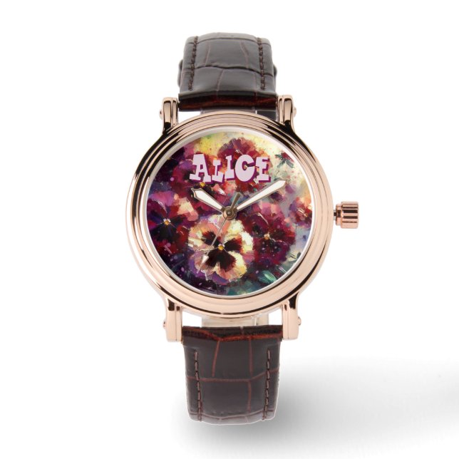 Personlig för Blommigt av den intressionistiska ma Armbandsur (Framsida)