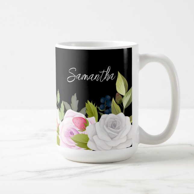 Personlig för Blommigt av elegant Kaffemugg (Höger)