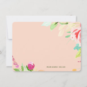 Personlig för Blommigt av elegant vattenfärg Rosa Anteckningskort