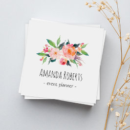 Personlig för Blommigt av modern Classy Watercolor Fyrkantigt Visitkort
